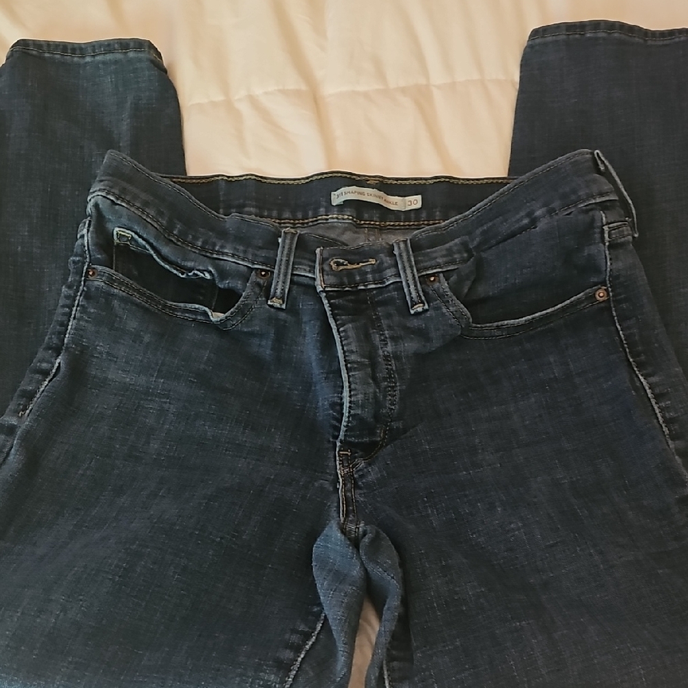Levi's Blue Straight Leg Jeans with Classic Indigo Wash